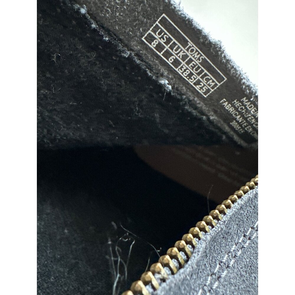 Toms Gray Ankle Boots Suede Wedge Tassel Pull Side Zippers Wrapped Heel Size 8 - Picture 4 of 6